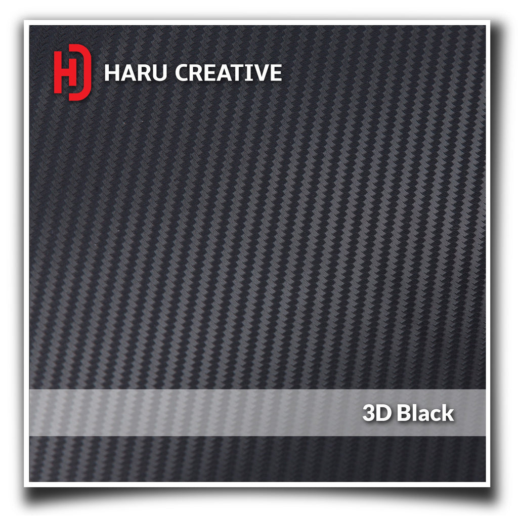 Black 3D Carbon Fiber Vinyl Wrap - Adhesive Decal Film Sheet Roll - Haru Creative 3D Carbon Fiber