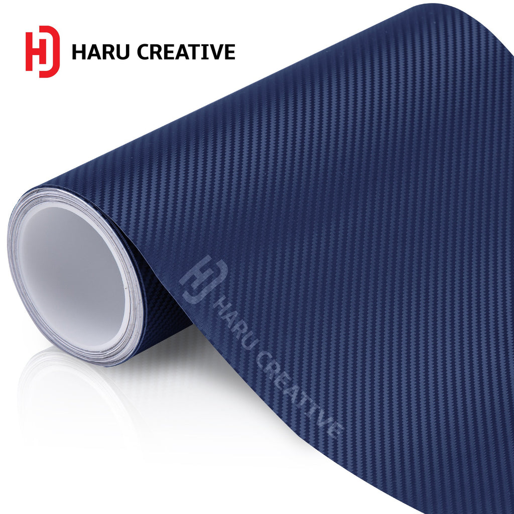 Blue 3D Carbon Fiber Vinyl Wrap - Adhesive Decal Film Sheet Roll - Haru Creative 3D Carbon Fiber