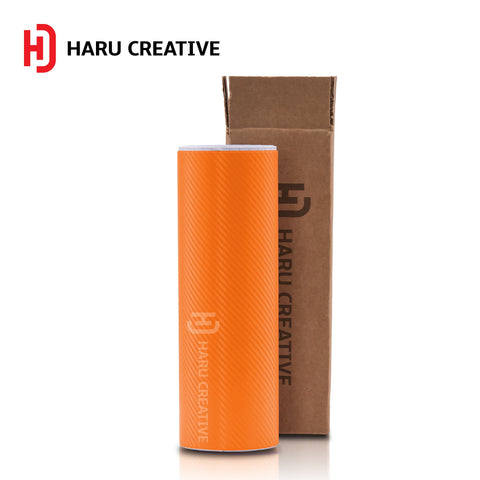 Orange 3D Carbon Fiber Vinyl Wrap - Adhesive Decal Film Sheet Roll - Haru Creative 3D Carbon Fiber
