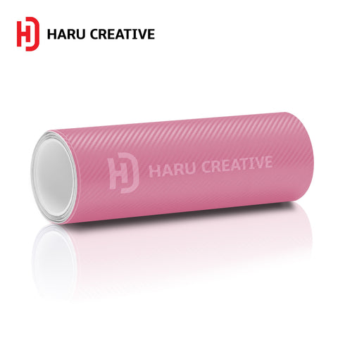 Pink 3D Carbon Fiber Vinyl Wrap - Adhesive Decal Film Sheet Roll - Haru Creative 3D Carbon Fiber
