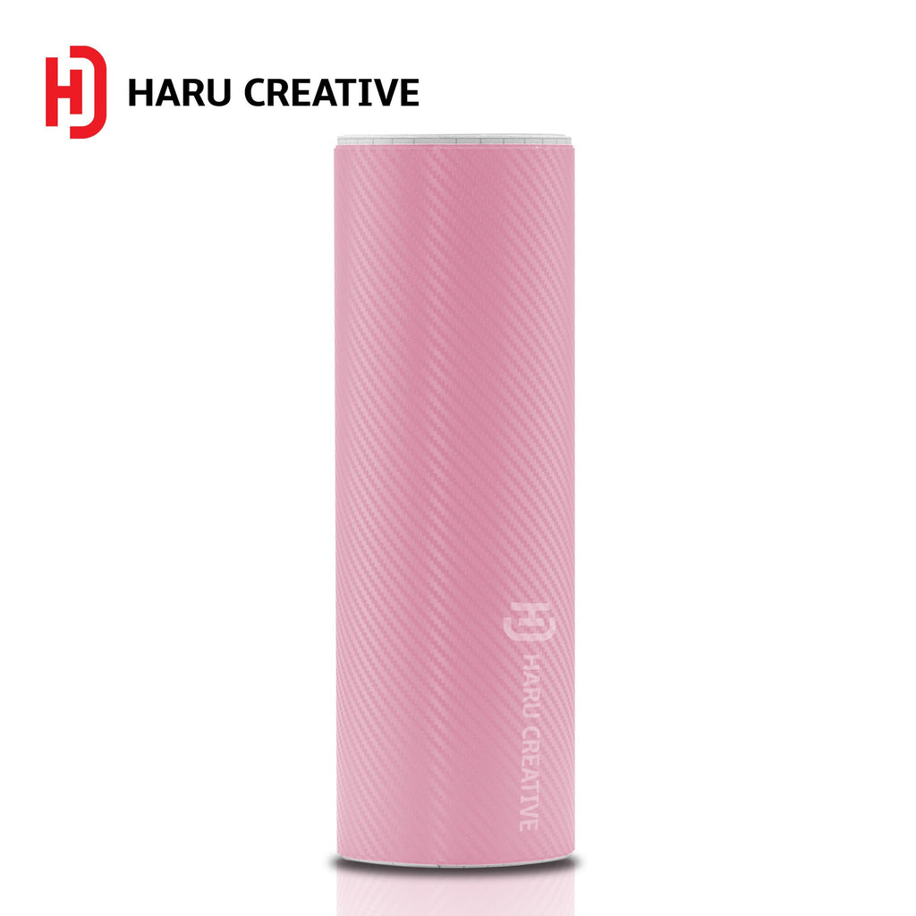 Pink 3D Carbon Fiber Vinyl Wrap - Adhesive Decal Film Sheet Roll - Haru Creative 3D Carbon Fiber