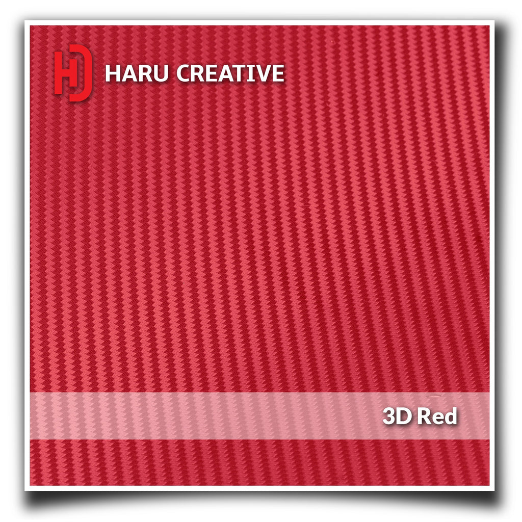 Red 3D Carbon Fiber Vinyl Wrap - Adhesive Decal Film Sheet Roll - Haru Creative 3D Carbon Fiber