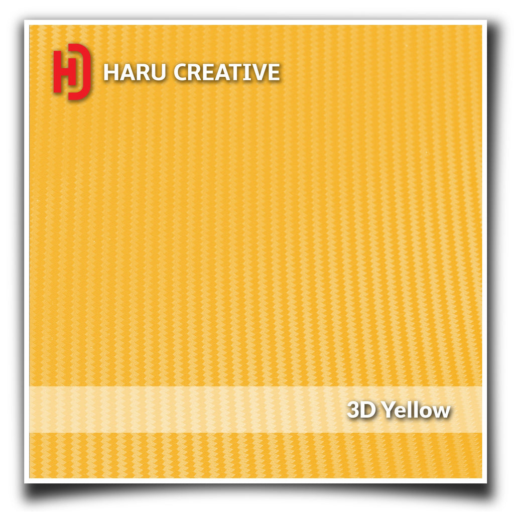 Yellow 3D Carbon Fiber Vinyl Wrap - Adhesive Decal Film Sheet Roll - Haru Creative 3D Carbon Fiber