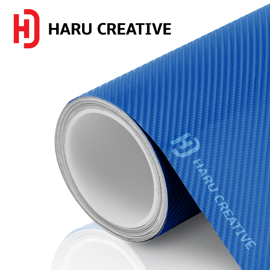 Blue 4D Carbon Fiber Vinyl Wrap - Adhesive Decal Film Sheet Roll - Haru Creative 4D Carbon Fiber