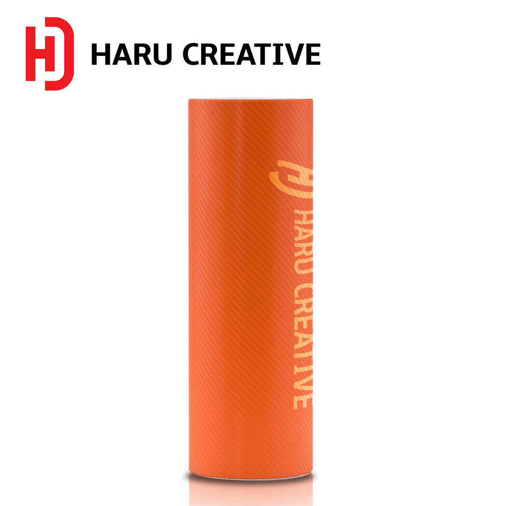Orange 4D Carbon Fiber Vinyl Wrap - Adhesive Decal Film Sheet Roll - Haru Creative 4D Carbon Fiber
