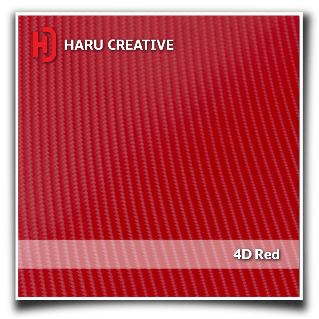Red 4D Carbon Fiber Vinyl Wrap - Adhesive Decal Film Sheet Roll - Haru Creative 4D Carbon Fiber