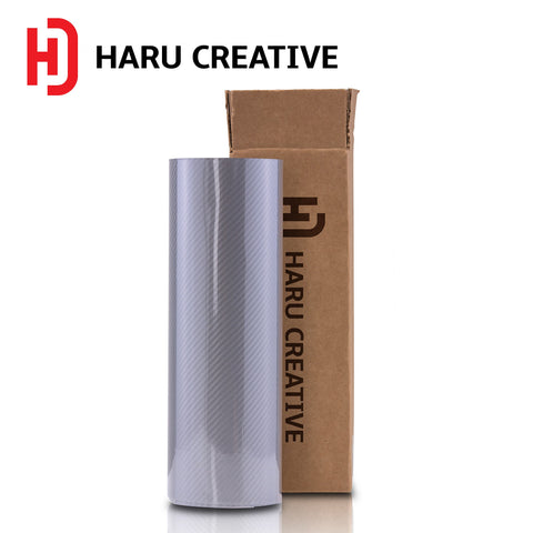 Silver 6D Carbon Fiber Vinyl Wrap - Adhesive Decal Film Sheet Roll - Haru Creative 6D Carbon Fiber