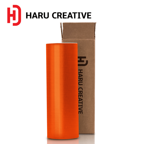 Orange Brushed Aluminum Vinyl Wrap - Adhesive Decal Film Sheet Roll - Haru Creative Brushed Aluminum