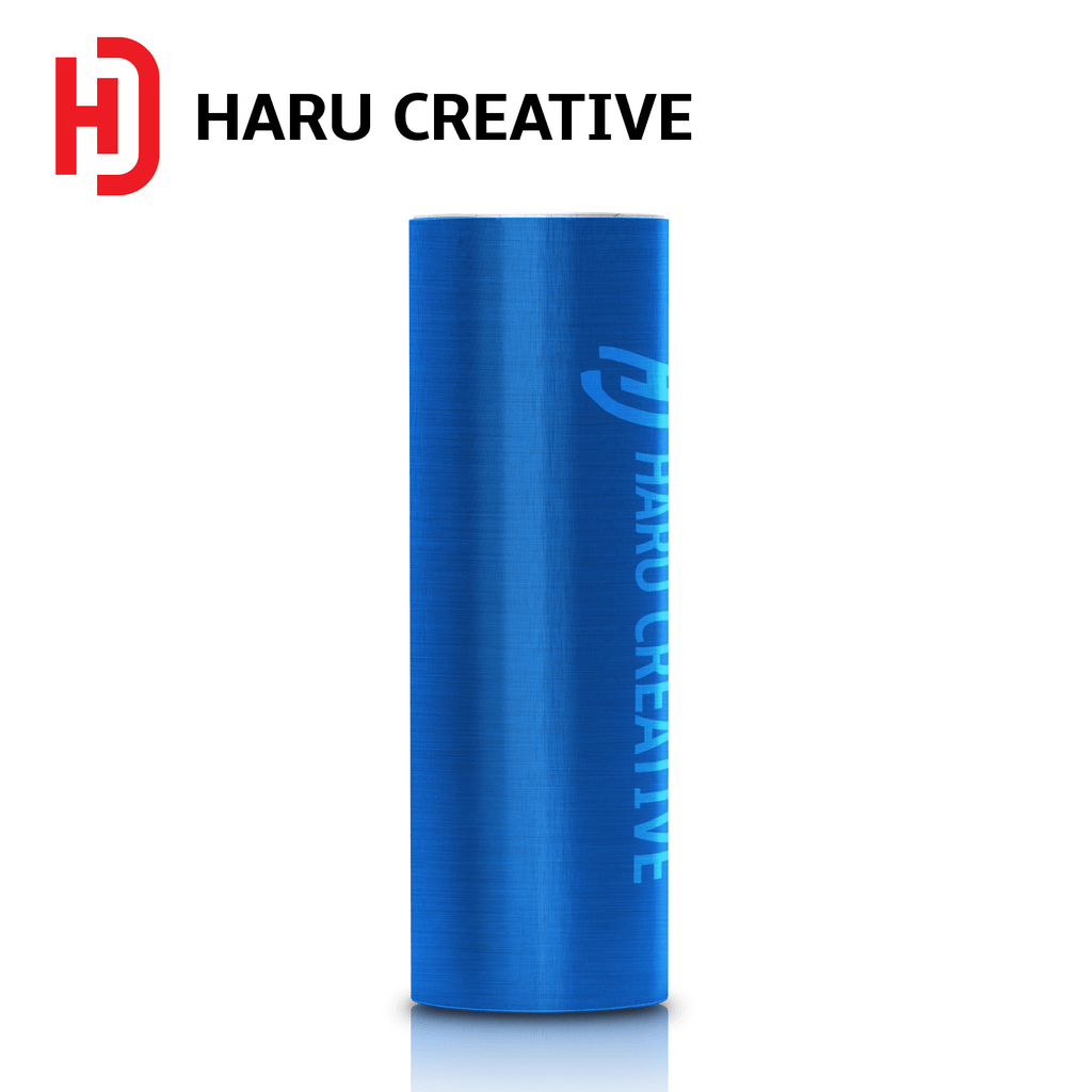 Satin Chrome Blue Brushed Aluminum Vinyl Wrap - Adhesive Decal Film Sheet Roll - Haru Creative Brushed Aluminum