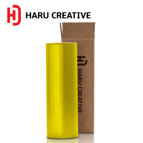 Yellow Brushed Aluminum Vinyl Wrap - Adhesive Decal Film Sheet Roll - Haru Creative Brushed Aluminum