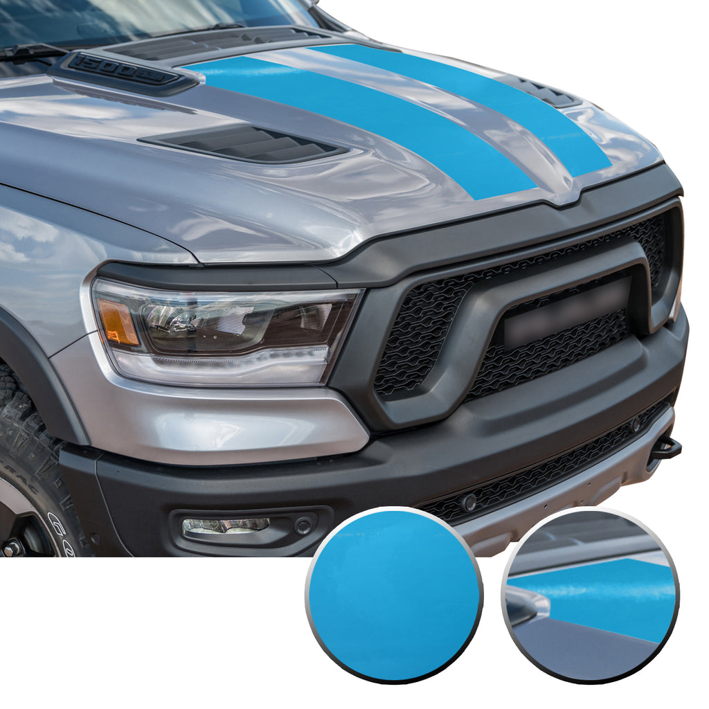 Solid Hood Scoop Decal Accent Overlay Precut Trim Compatible with and Fits Ram 1500 Rebel Crew Cab Quad Cab 2020