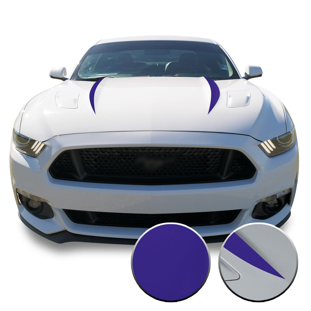 Hood Spears Stripes Vinyl Decal Overlay Wrap Trim Compatible with and Fits Mustang 2015-2017