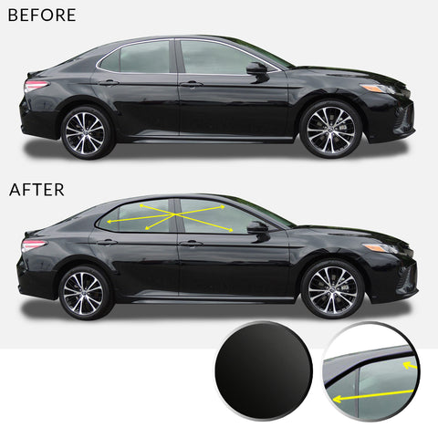 Window Trim Chrome Delete Overlay Vinyl Decal Kit Compatible with and Fits Toyota Camry 2018-2019